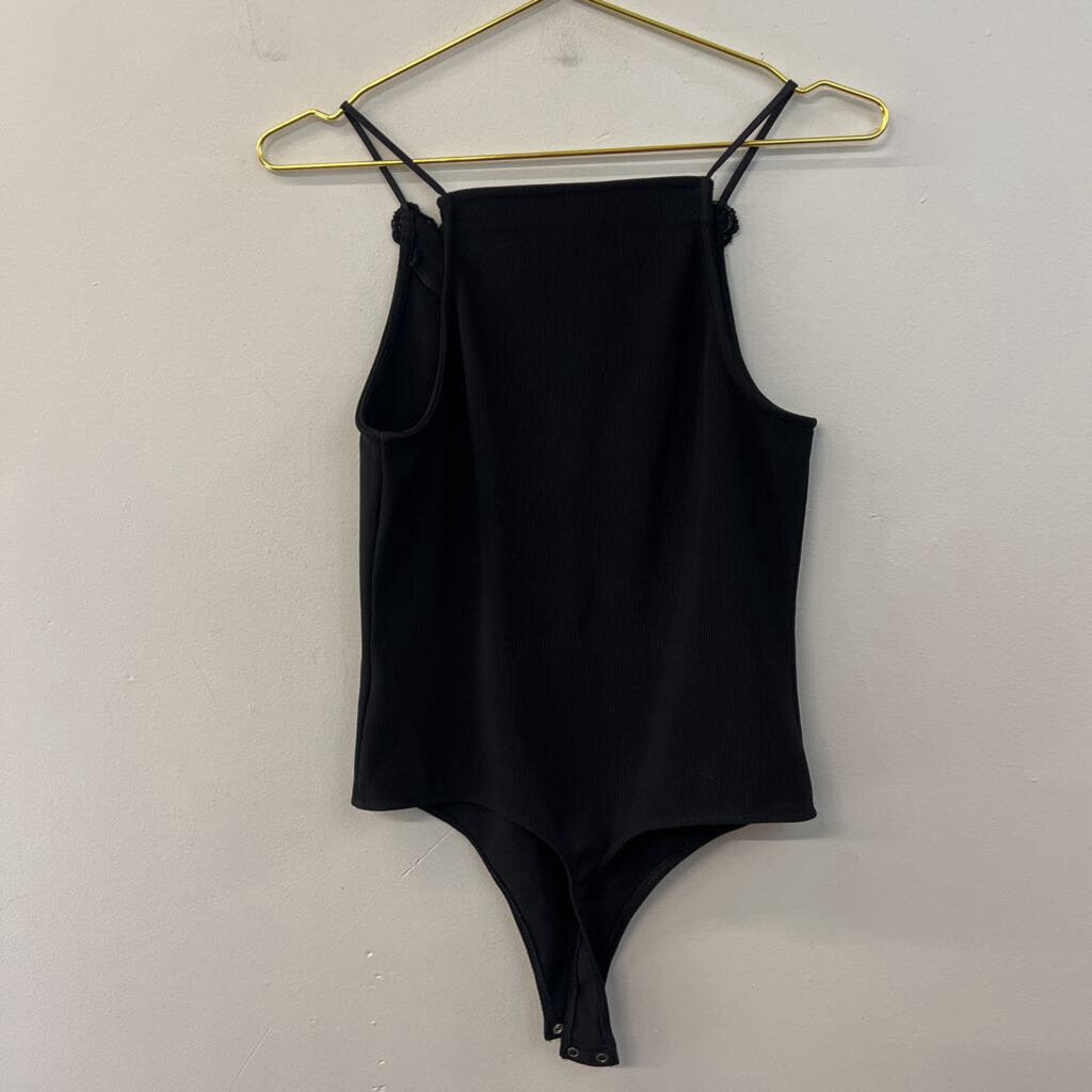 Express Black Lace Lace Up Front Tank Bodysuit Top Medium