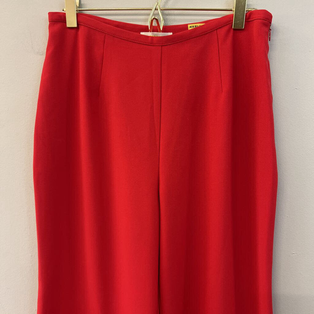 Maeve Red High Waisted Wide Leg Ruffle Hem Pants 6