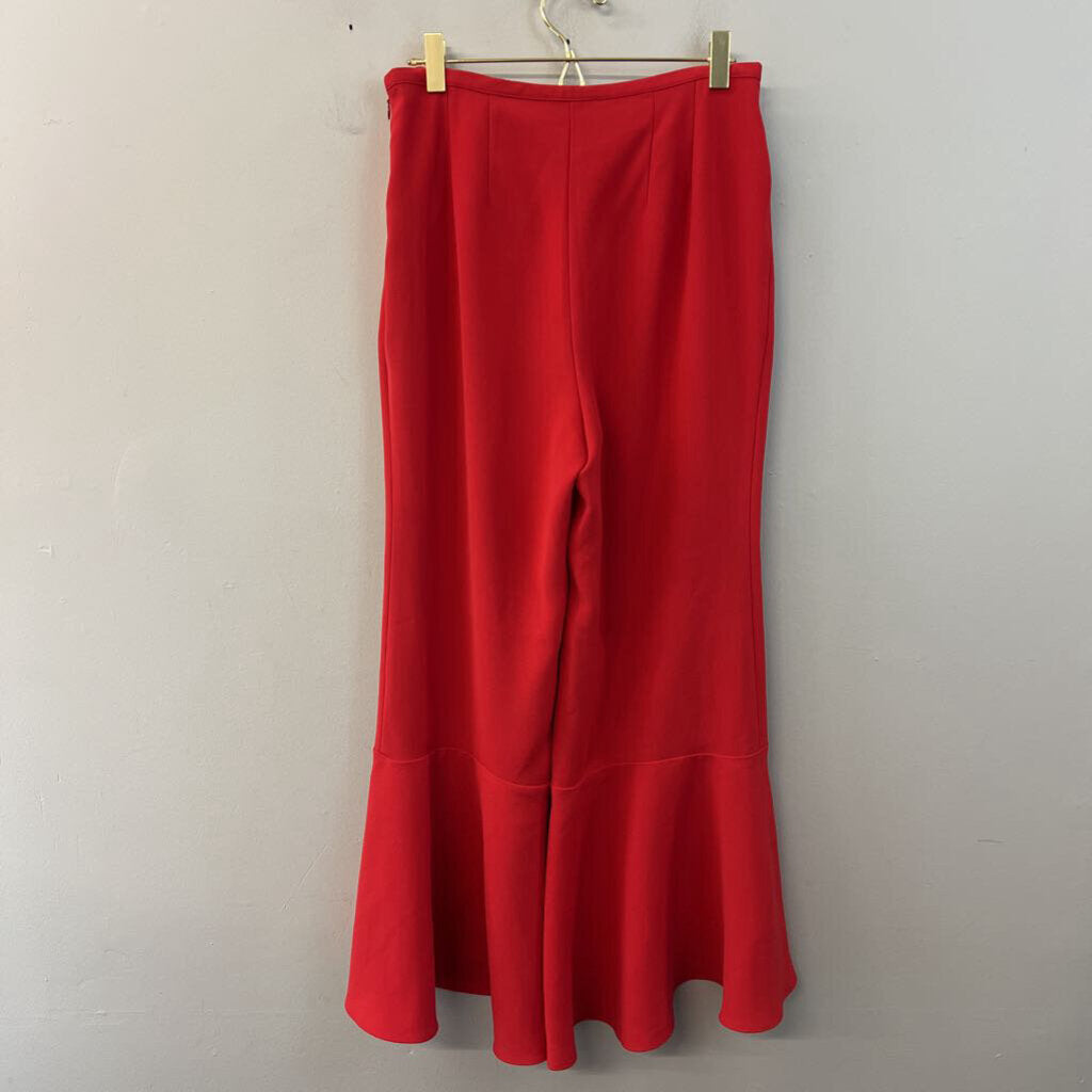Maeve Red High Waisted Wide Leg Ruffle Hem Pants 6