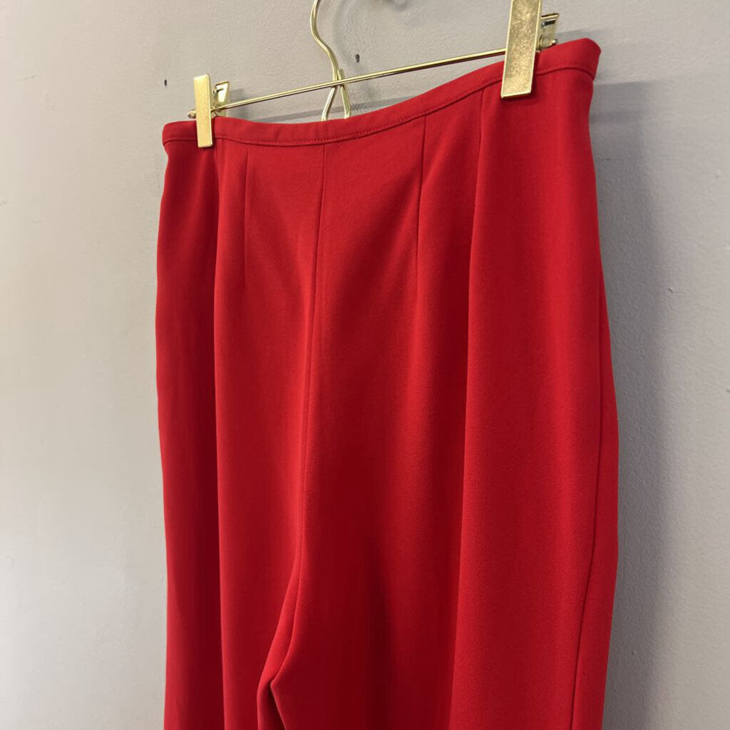 Maeve Red High Waisted Wide Leg Ruffle Hem Pants 6