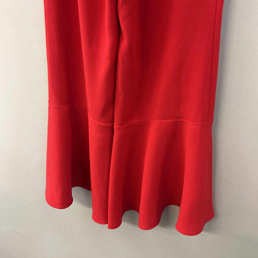 Maeve Red High Waisted Wide Leg Ruffle Hem Pants 6