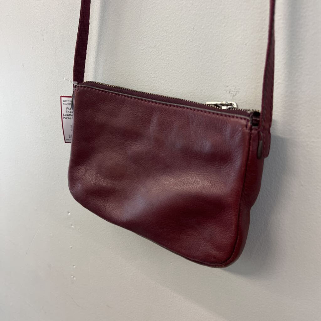 Fossil Burgundy Leather Crossbody Purse