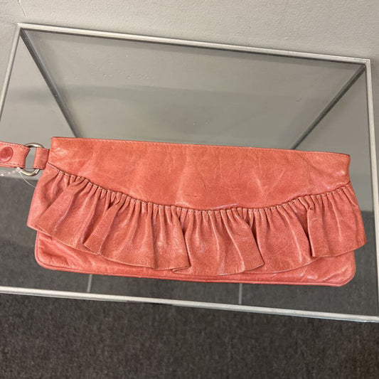 Hobo Pink Leather Ruffle Wristlet Purse