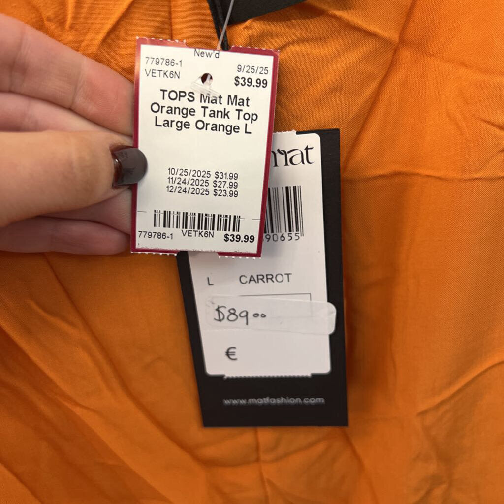 Mat Orange Tank Top Large