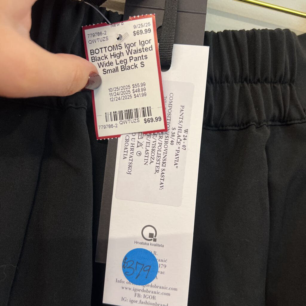 Igor Black High Waisted Wide Leg Pants Small