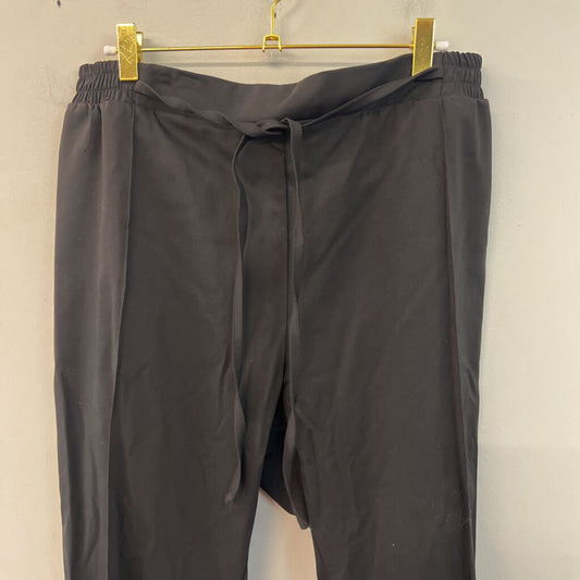 Mat Black Tie Waist Pull On Pants Large
