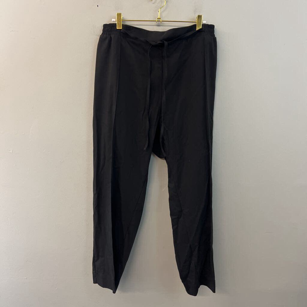 Mat Black Tie Waist Pull On Pants Large
