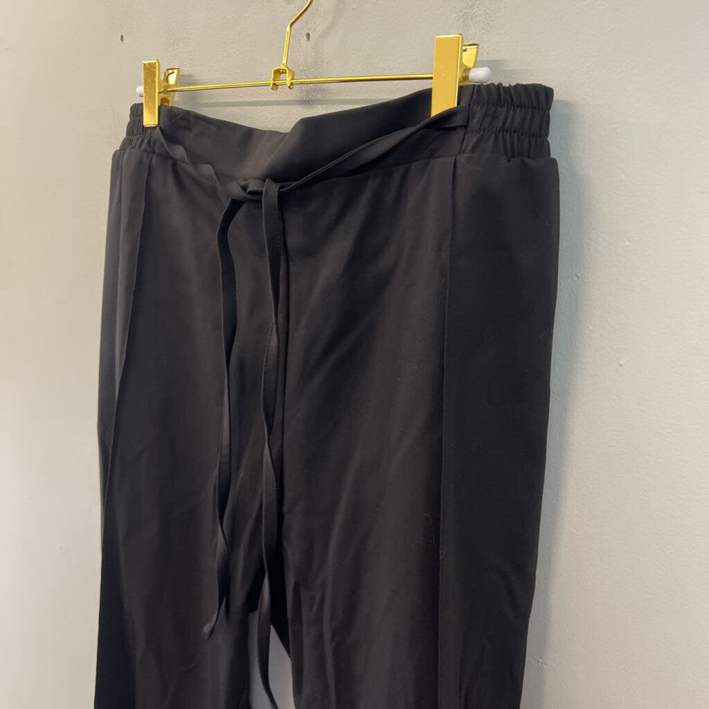 Mat Black Tie Waist Pull On Pants Large