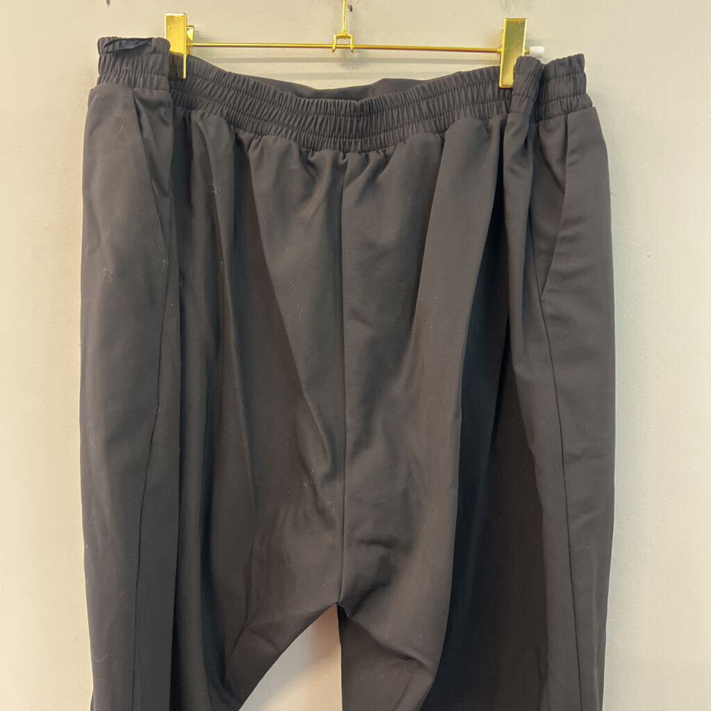 Mat Black Tie Waist Pull On Pants Large