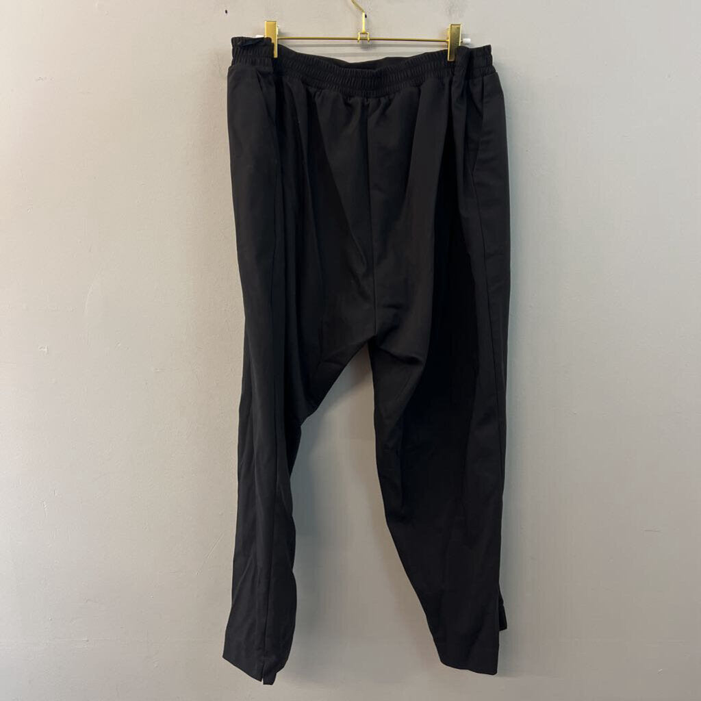 Mat Black Tie Waist Pull On Pants Large