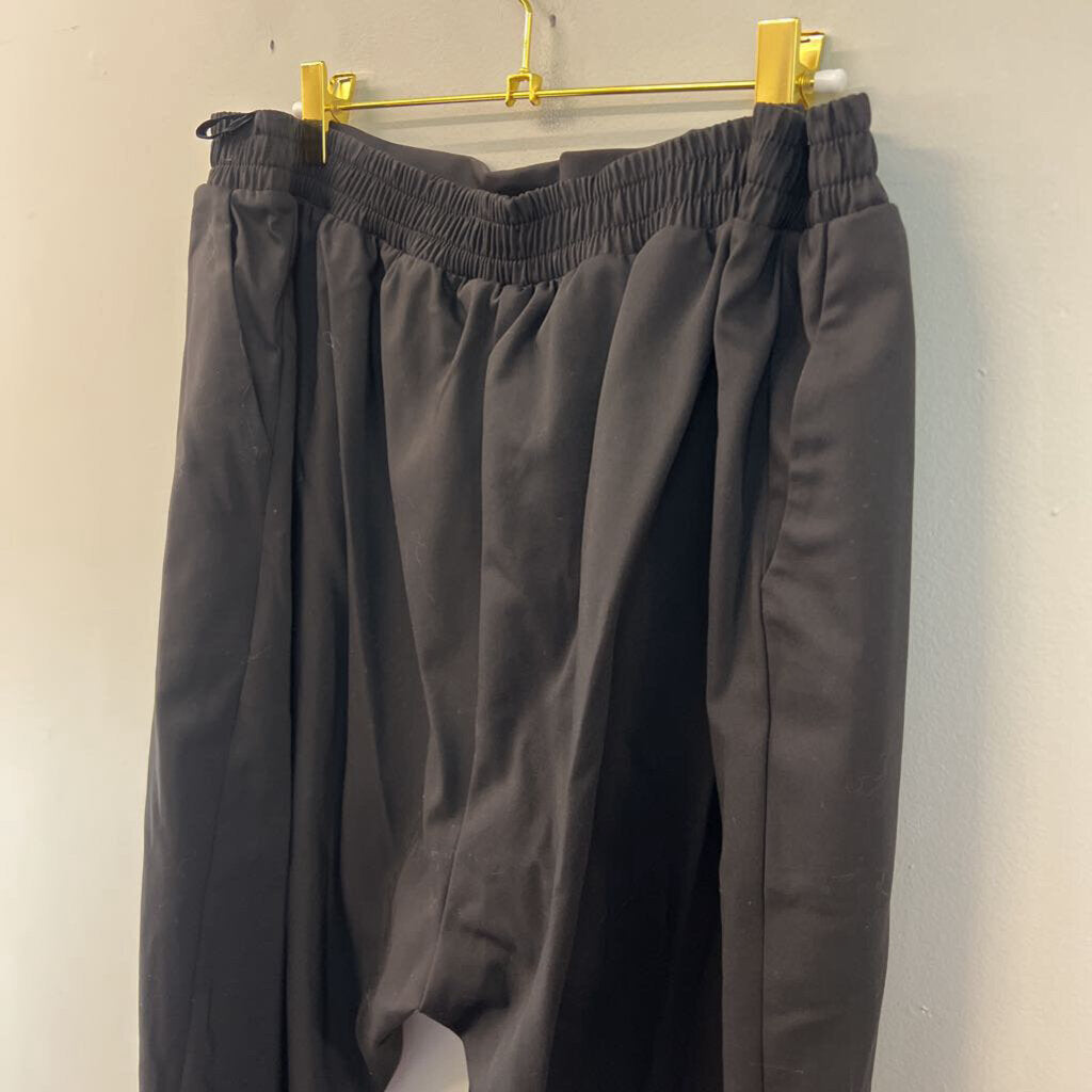 Mat Black Tie Waist Pull On Pants Large