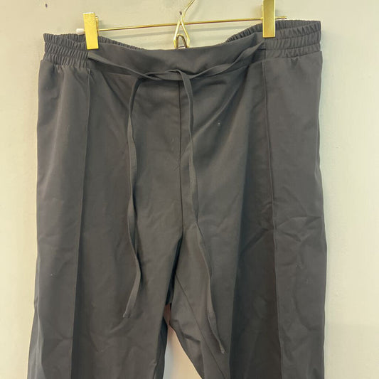 Mat Black Tie Waist Pull On Pants Medium