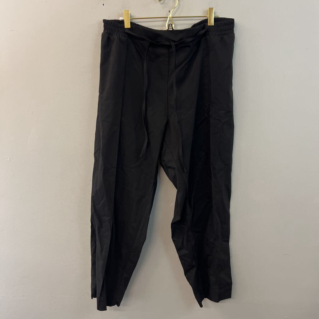 Mat Black Tie Waist Pull On Pants Medium