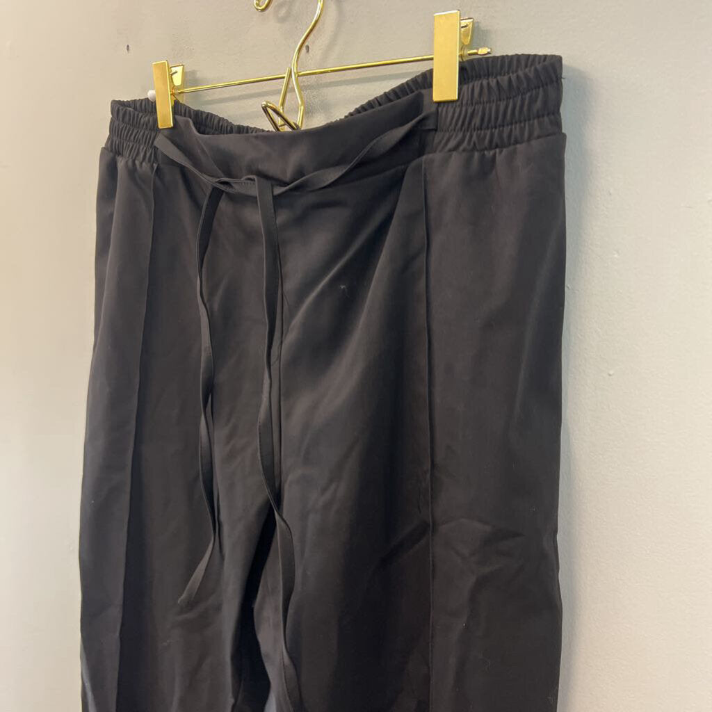 Mat Black Tie Waist Pull On Pants Medium
