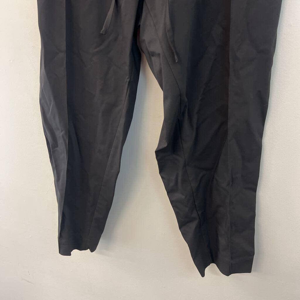 Mat Black Tie Waist Pull On Pants Medium