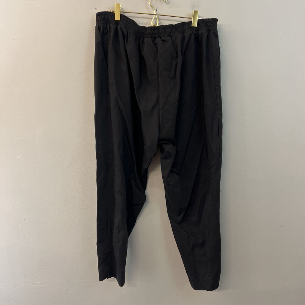 Mat Black Tie Waist Pull On Pants Medium