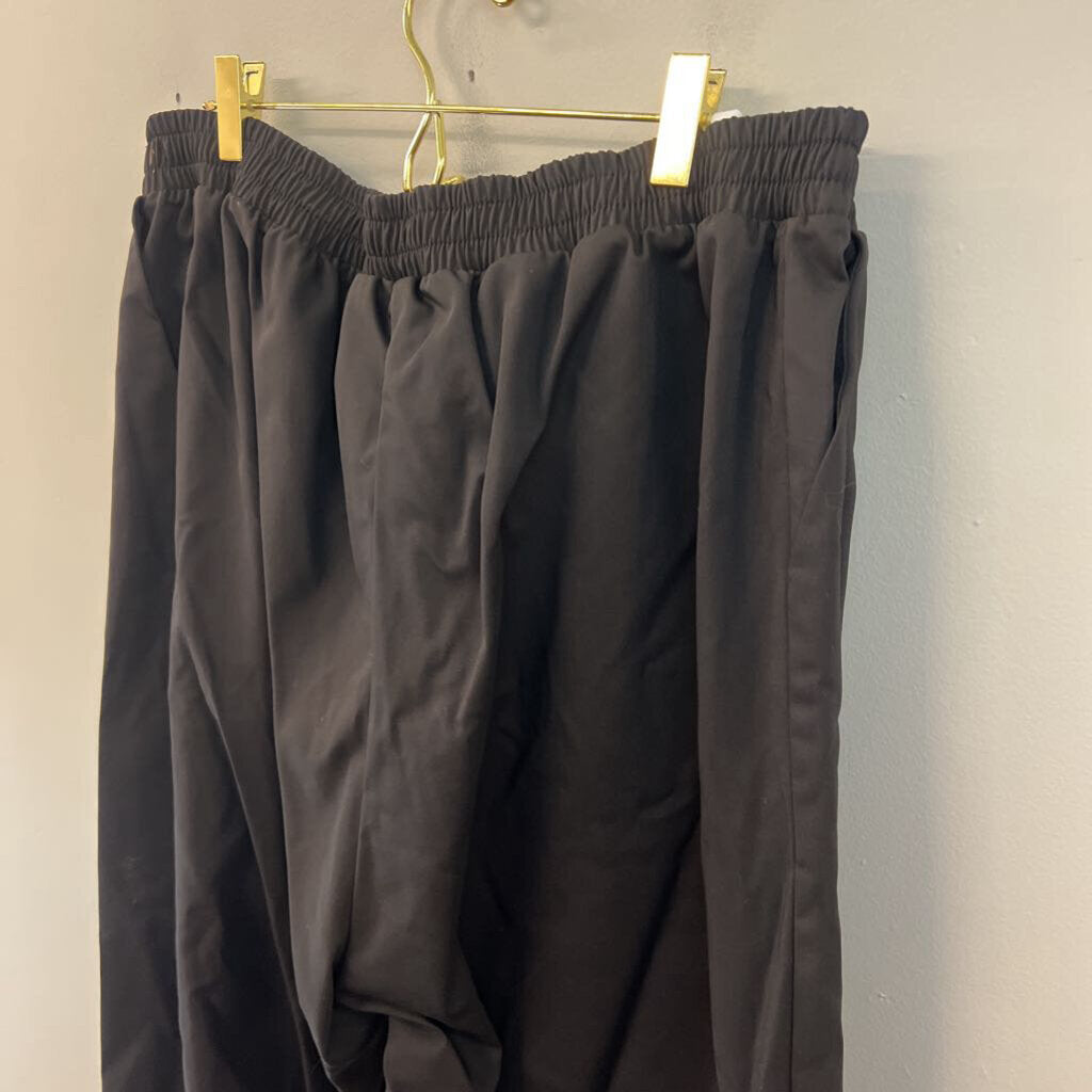 Mat Black Tie Waist Pull On Pants Medium