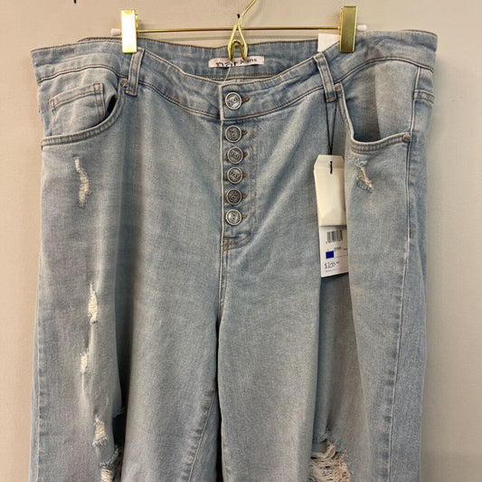 Mat Jeans Light Wash Distressed Wide Leg Jeans Large