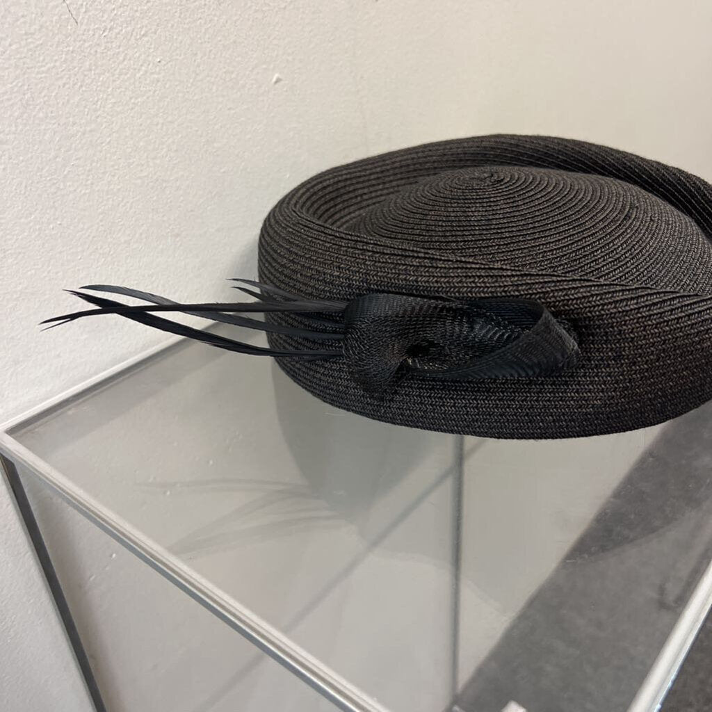 Celine Robert Black Pillbox Hat Extra Large
