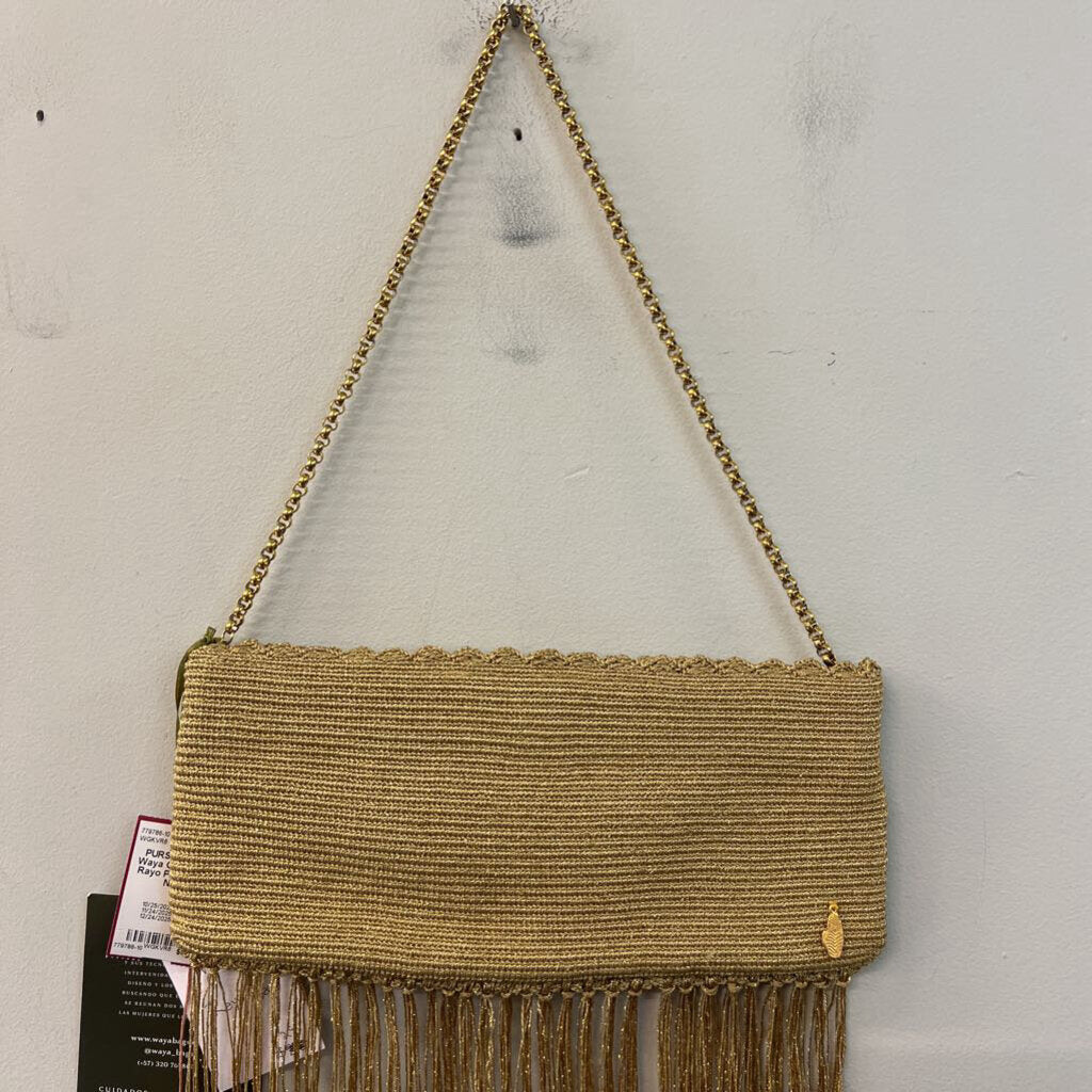 Waya Gold Fringe Rayo Purse