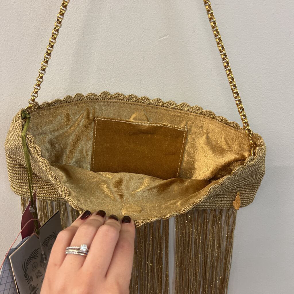 Waya Gold Fringe Rayo Purse