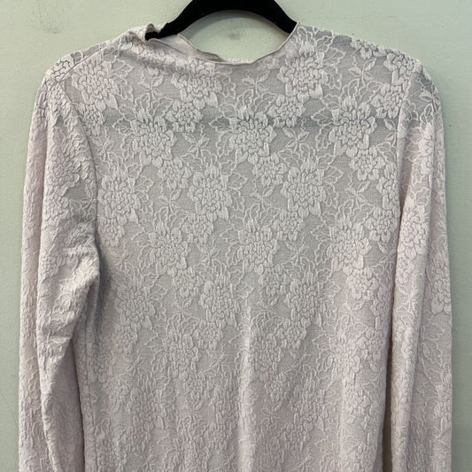 Easel Light Purple Flower Print Mock Neck Long Sleeve Top Large