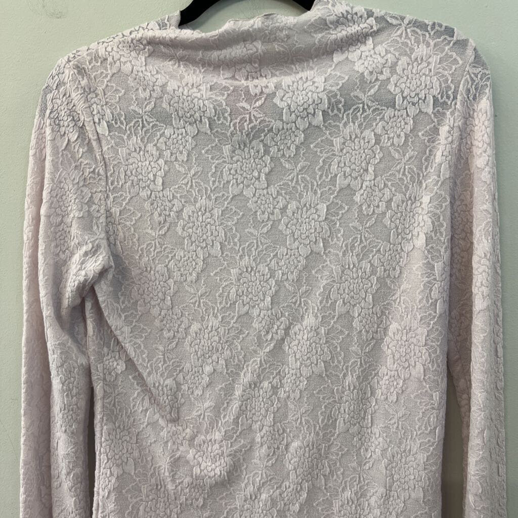 Easel Light Purple Flower Print Mock Neck Long Sleeve Top Large
