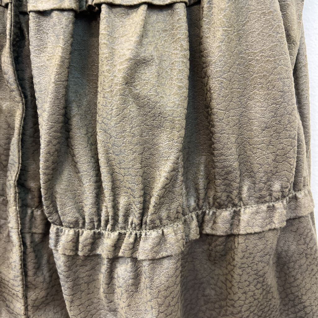 Erin London Green Print Tiered Zip Up Vest Medium