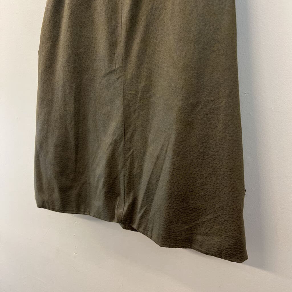 Erin London Green Print Tiered Zip Up Vest Medium