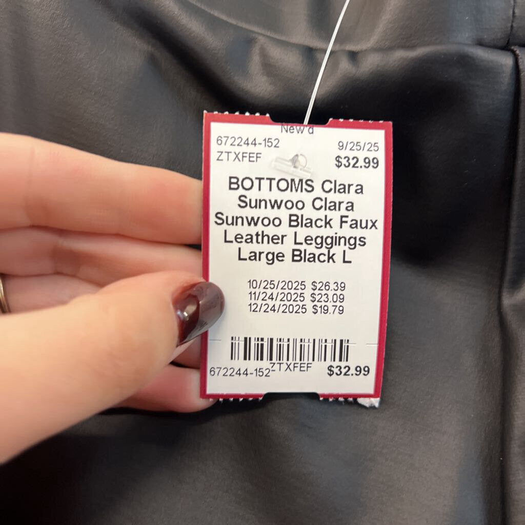 Clara Sunwoo Black Faux Leather Leggings Large