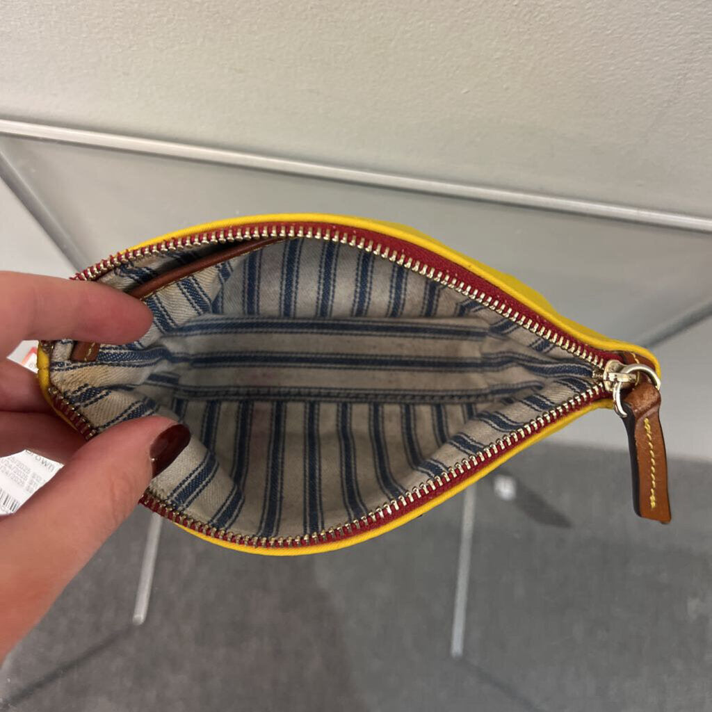 Dooney and Bourke Small Yellow/ Brown Nylon Pouch