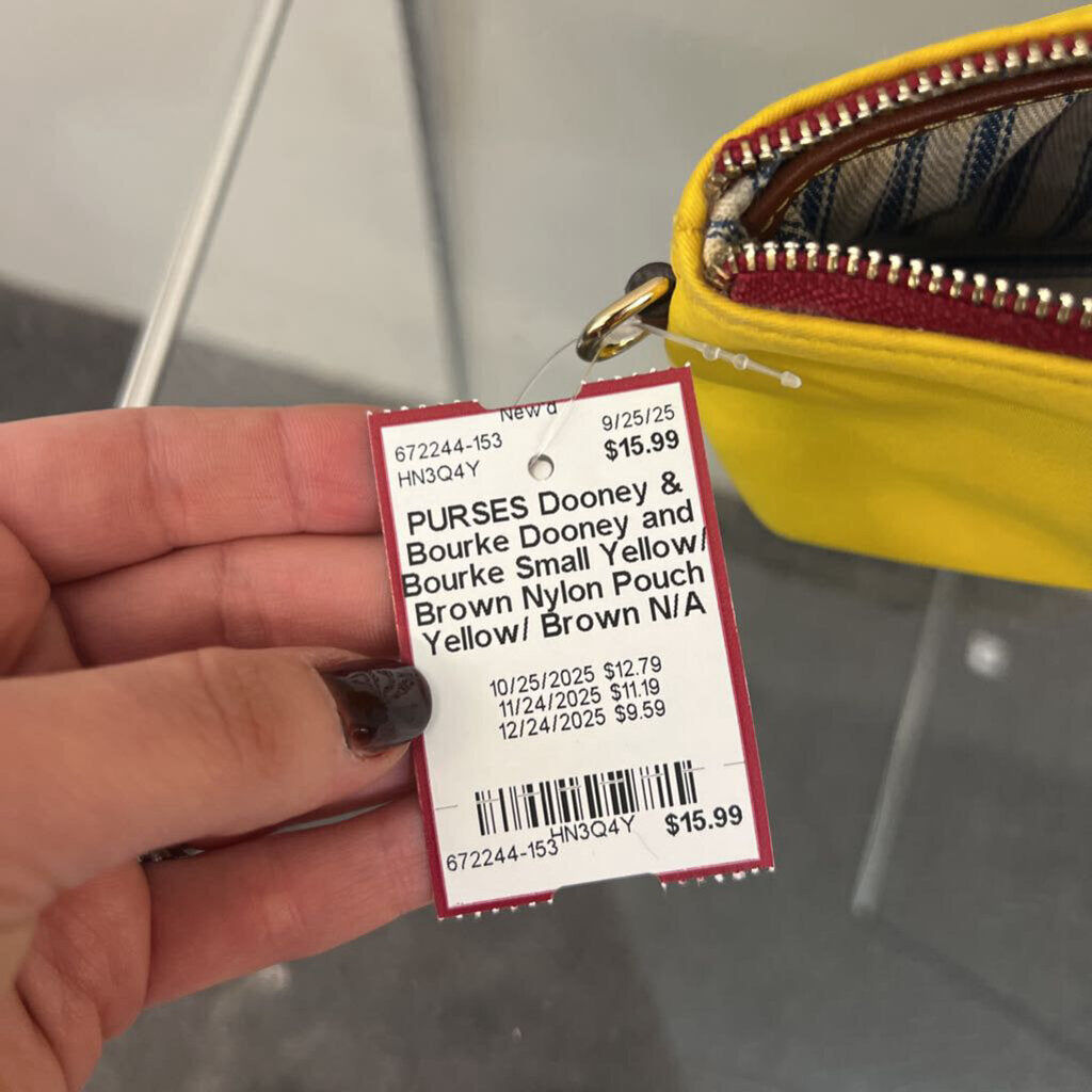 Dooney and Bourke Small Yellow/ Brown Nylon Pouch
