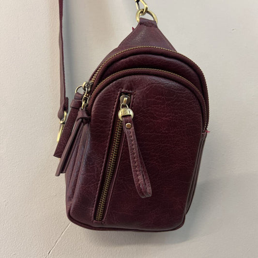 Joy Susan Purple Leather Dome Crossbody Purse With Wallet