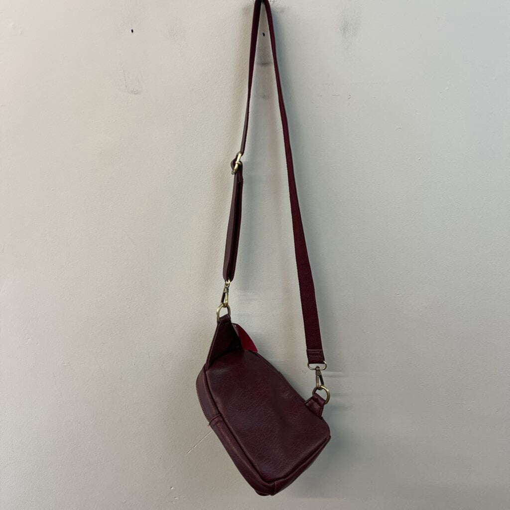 Joy Susan Purple Leather Dome Crossbody Purse With Wallet