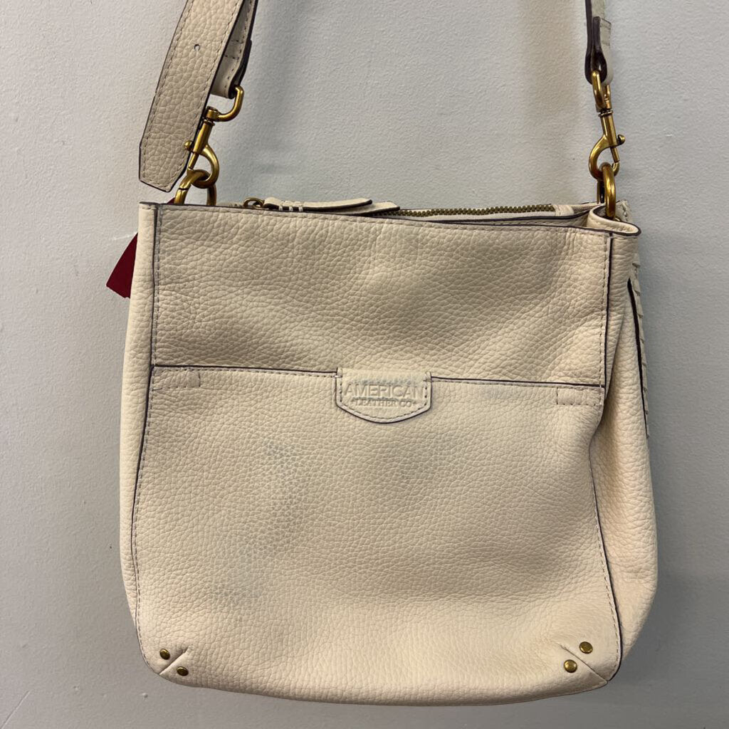 American Leather Co Cream Leather Crossbody Purse