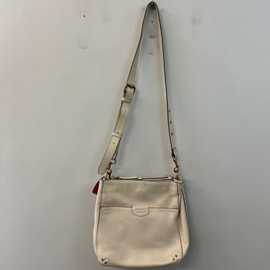 American Leather Co Cream Leather Crossbody Purse