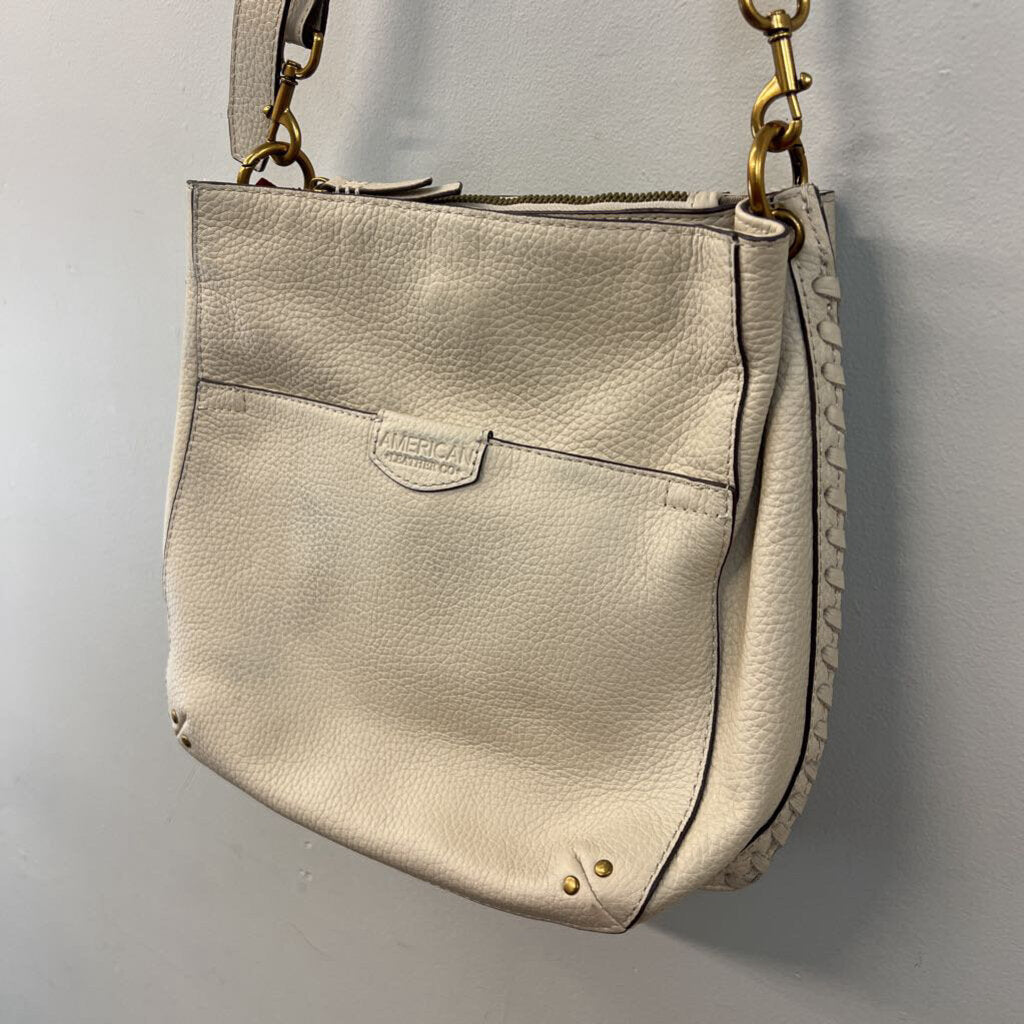 American Leather Co Cream Leather Crossbody Purse