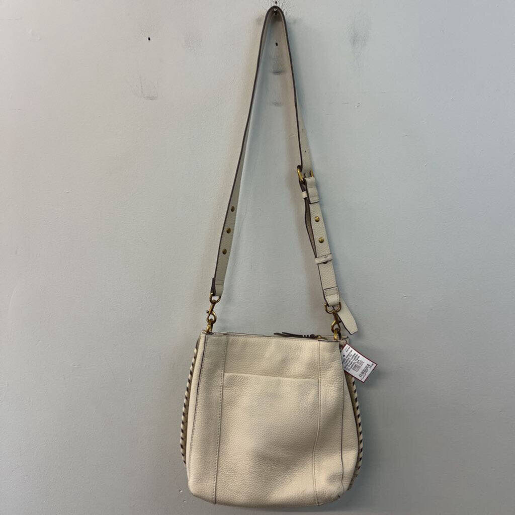 American Leather Co Cream Leather Crossbody Purse