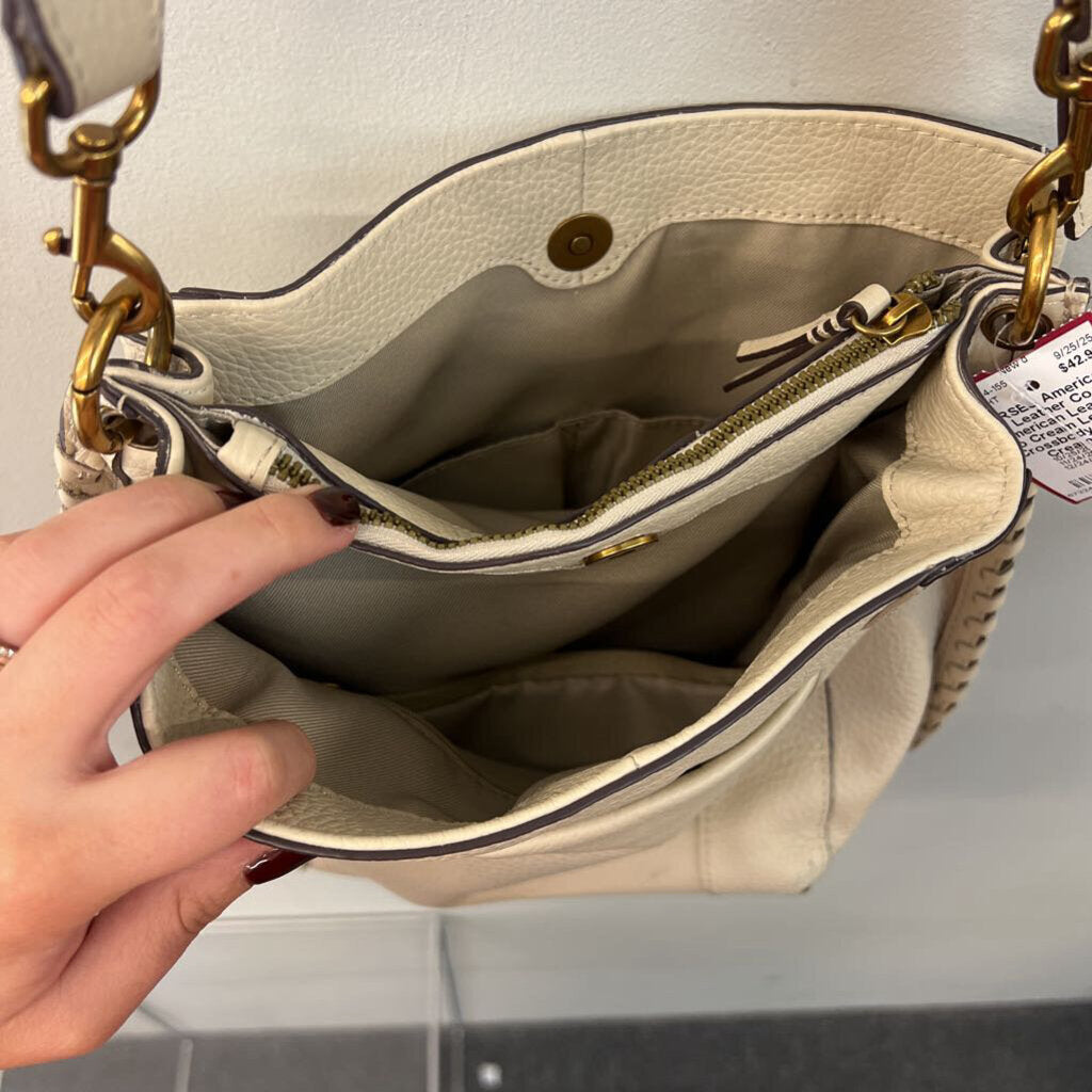 American Leather Co Cream Leather Crossbody Purse