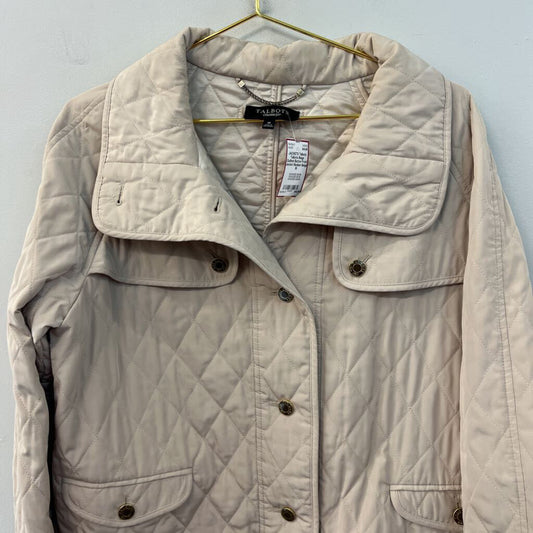 Talbots Beige Quilted Button Front Jacket Medium
