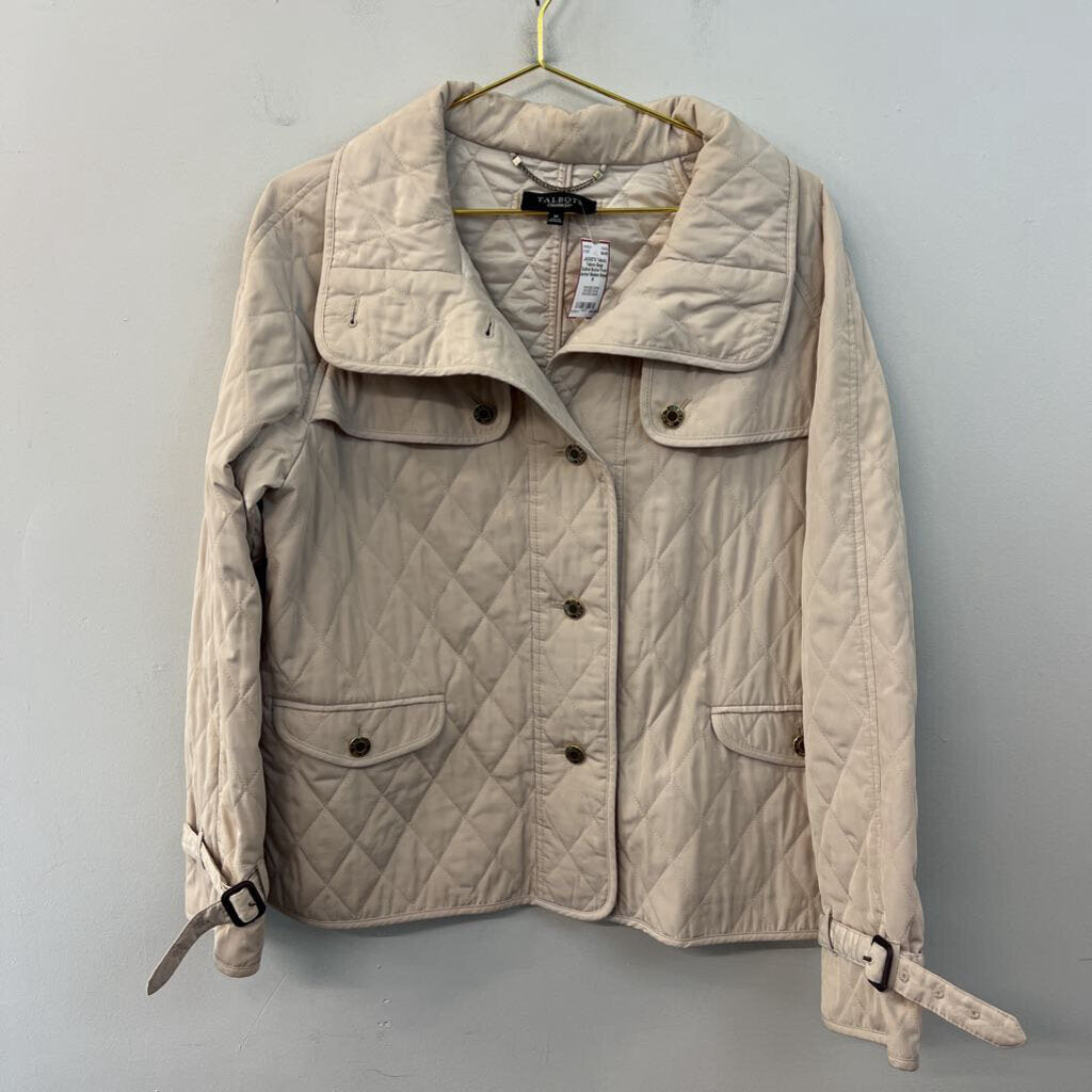 Talbots Beige Quilted Button Front Jacket Medium