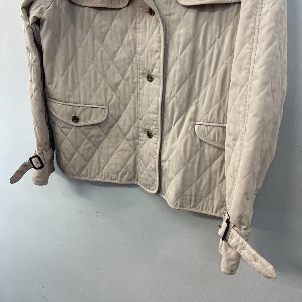 Talbots Beige Quilted Button Front Jacket Medium