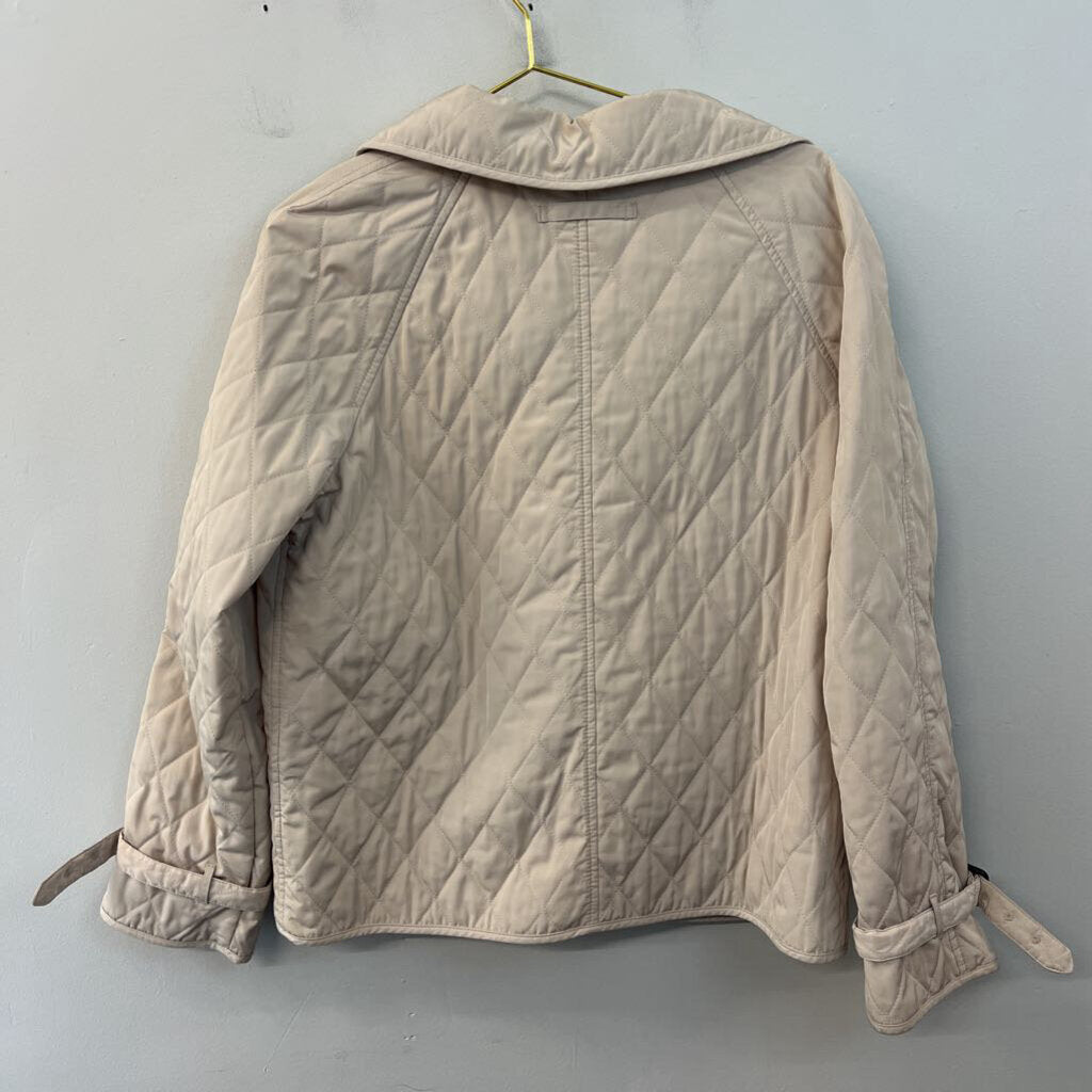 Talbots Beige Quilted Button Front Jacket Medium