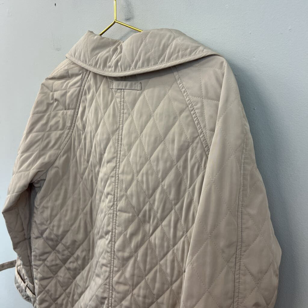 Talbots Beige Quilted Button Front Jacket Medium