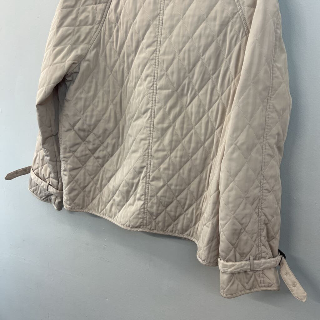 Talbots Beige Quilted Button Front Jacket Medium