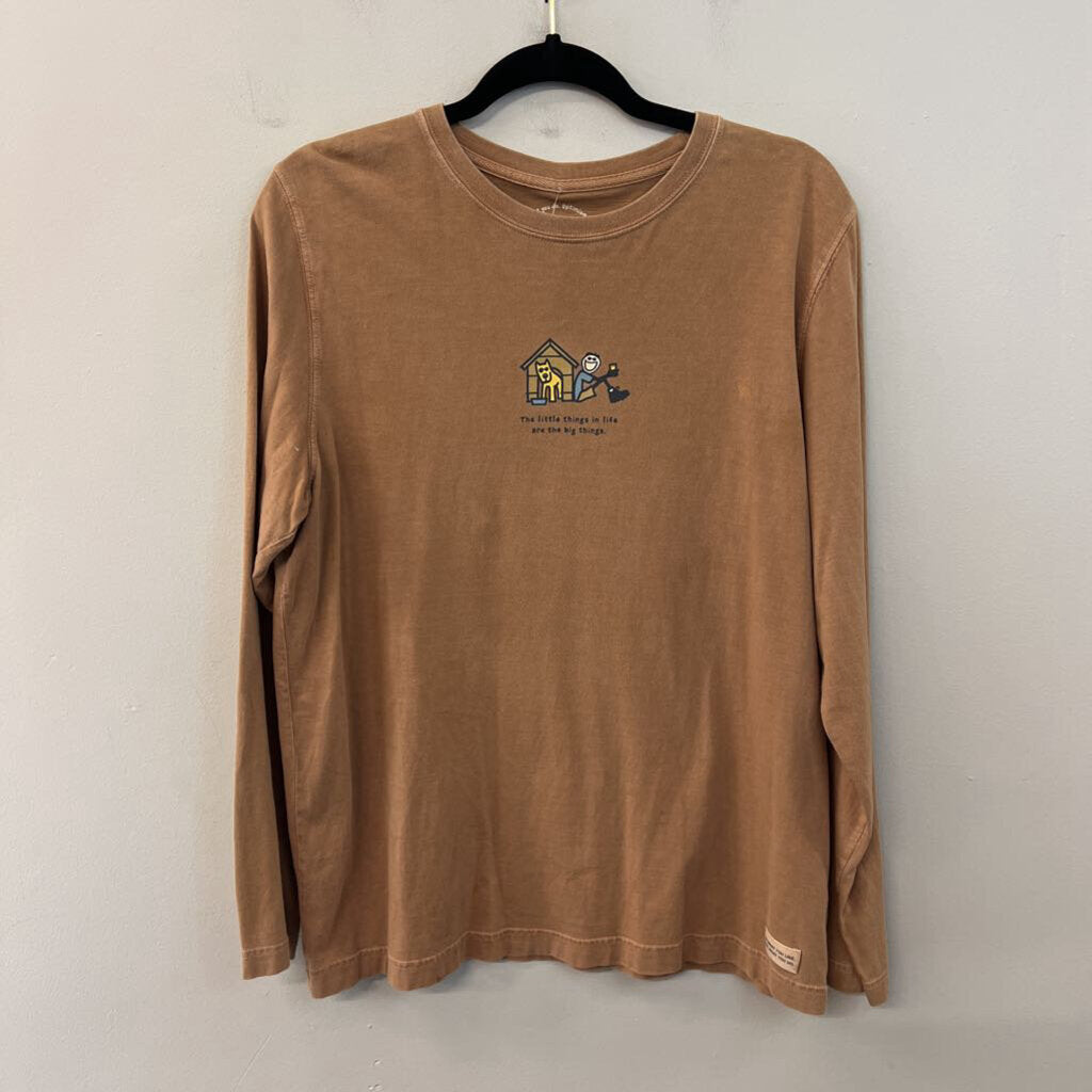 Life Is Good Brown The Little Things Long Sleeve Graphic Tee Large