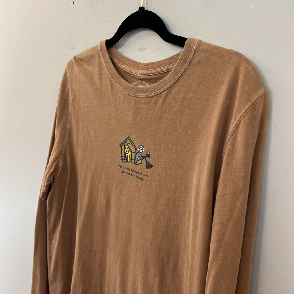 Life Is Good Brown The Little Things Long Sleeve Graphic Tee Large