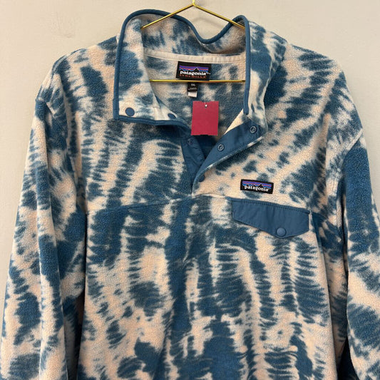 Patagonia Blue/ White Print Fleece Long Sleeve Pullvoer XXL