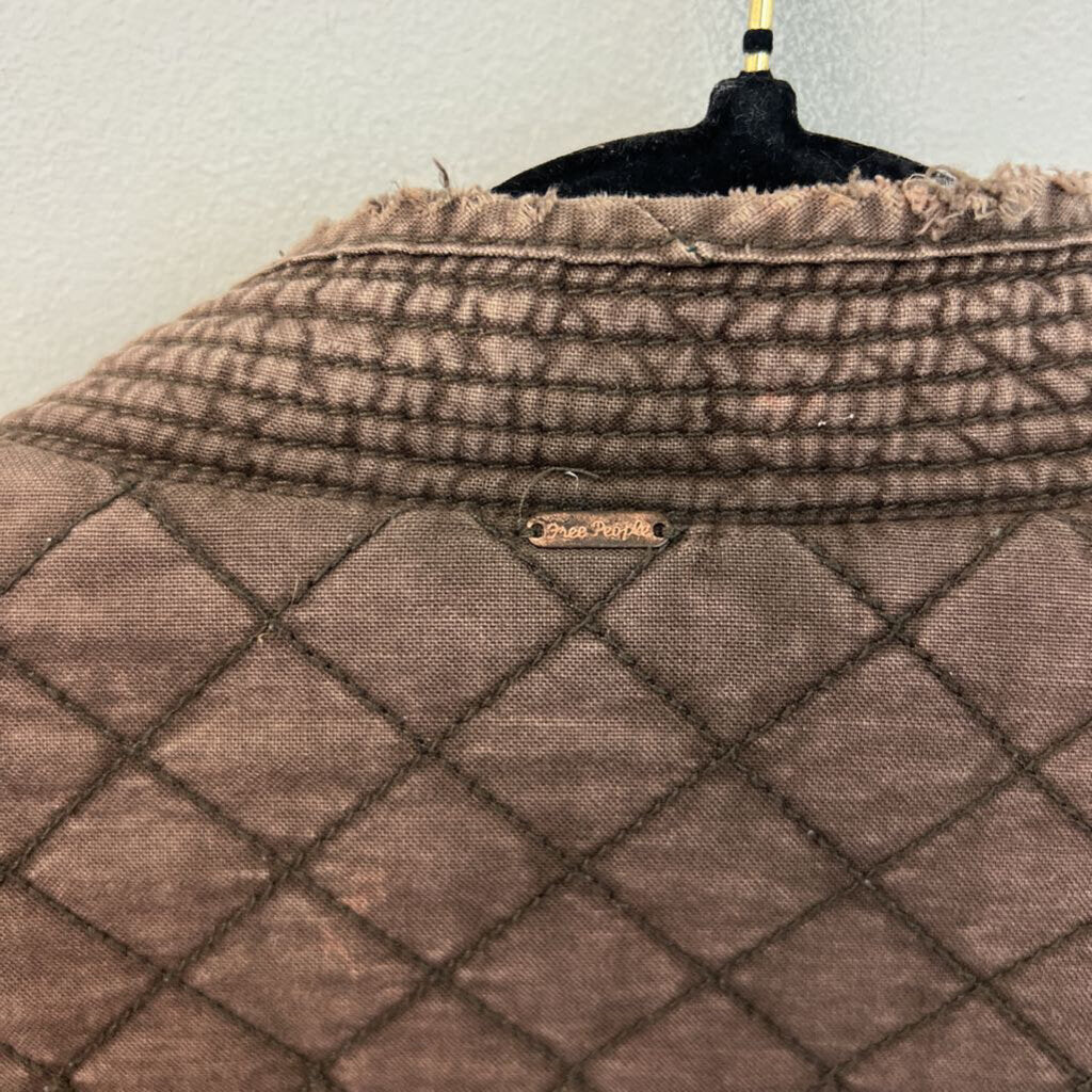 Free People Brown/ Paisley Print Quilted Reversible Bomber Jacket Medium