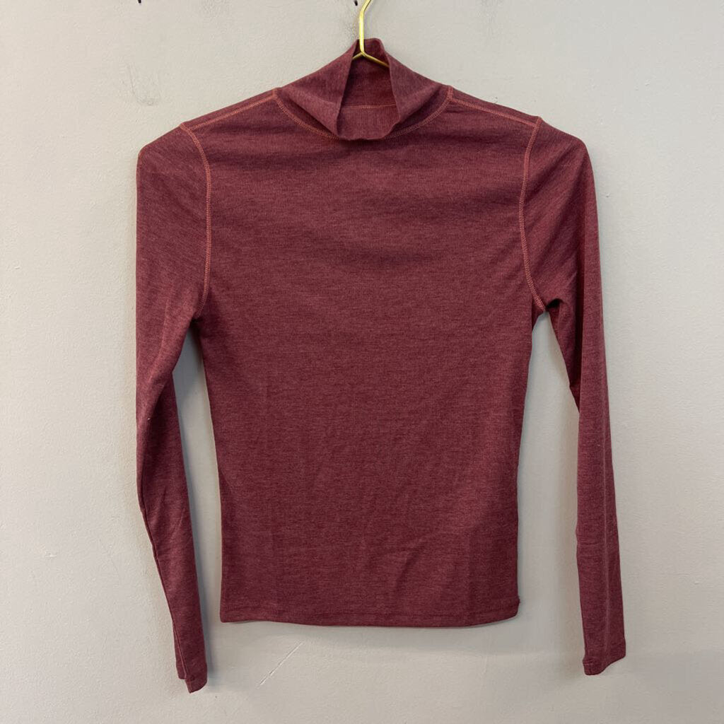 Madewell Burgundy Long Sleeve Mock Neck Top Extra Small